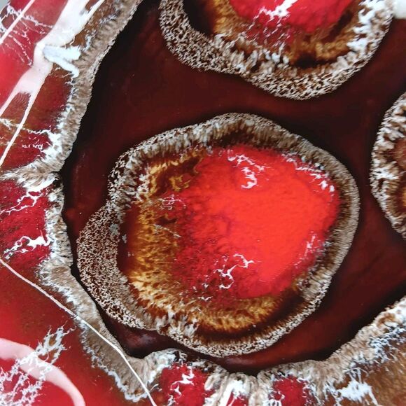 Vintage Ceramic Dust Pan Ashtray Catchall Lava Look Red Brown White MCM 10x6x2 - Picture 9 of 12